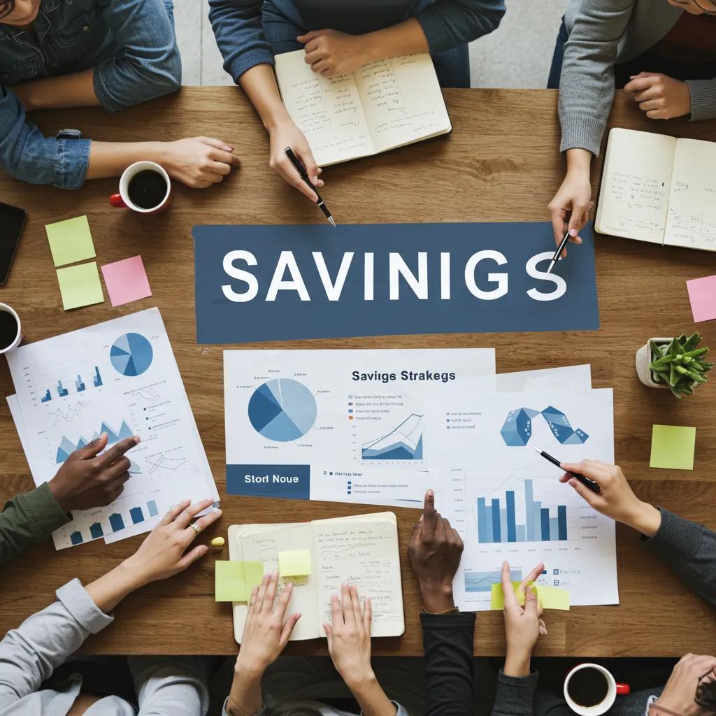 Group discussion on intelligent savings strategies with charts and notes
