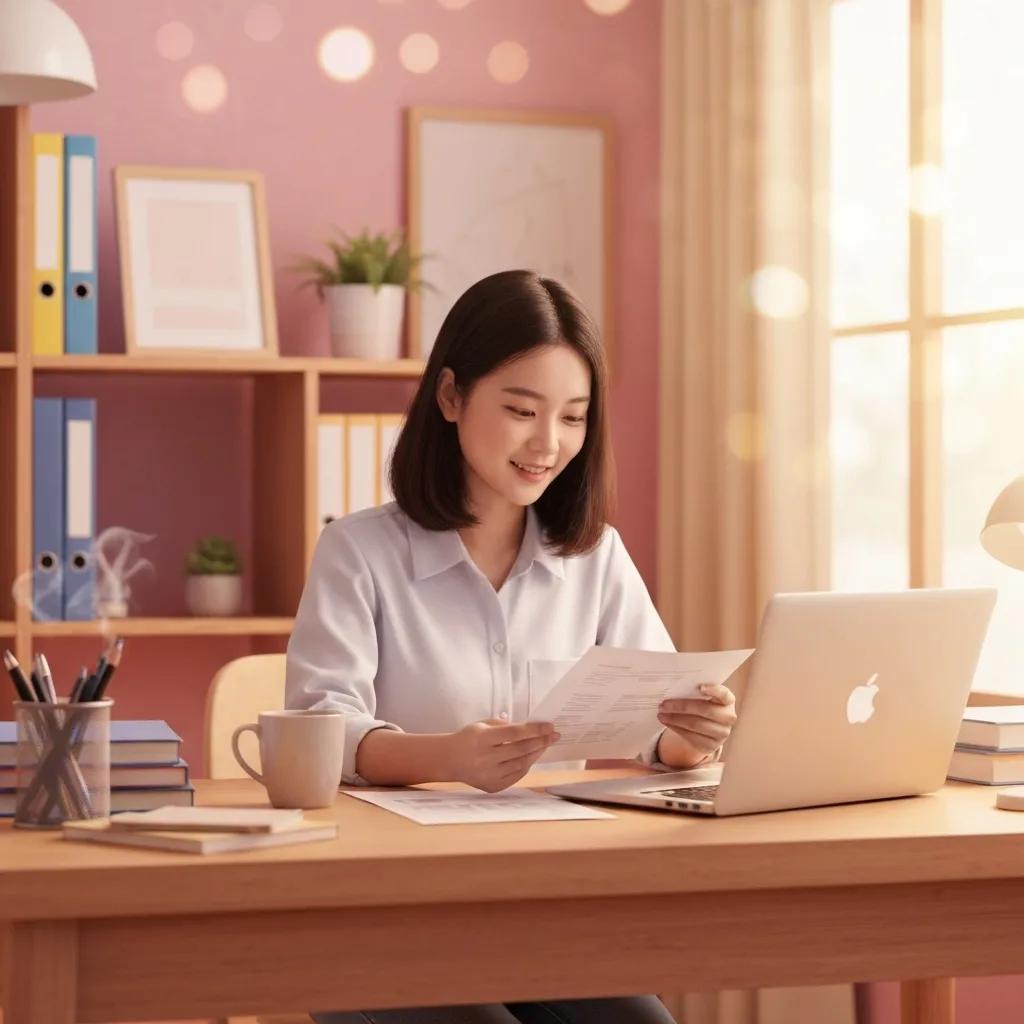 Cozy workspace with a person reviewing financial documents, symbolizing financial management without credit history
