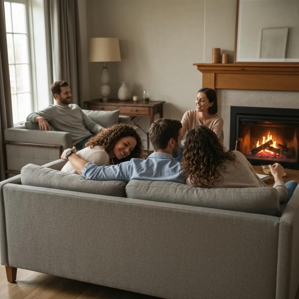 Grupo diverso discutiendo inversiones financieras en un acogedor sal&oacute;n