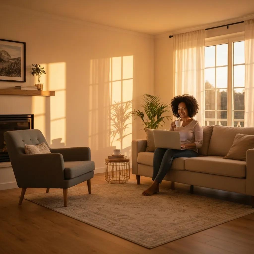 Trader in a cozy home office, embodying the principles of Neuro Energia Trade for a disciplined mindset