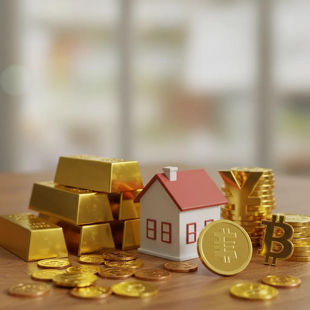 Varios activos de inversi&oacute;n alternativos, incluyendo oro, bienes ra&iacute;ces y criptomonedas